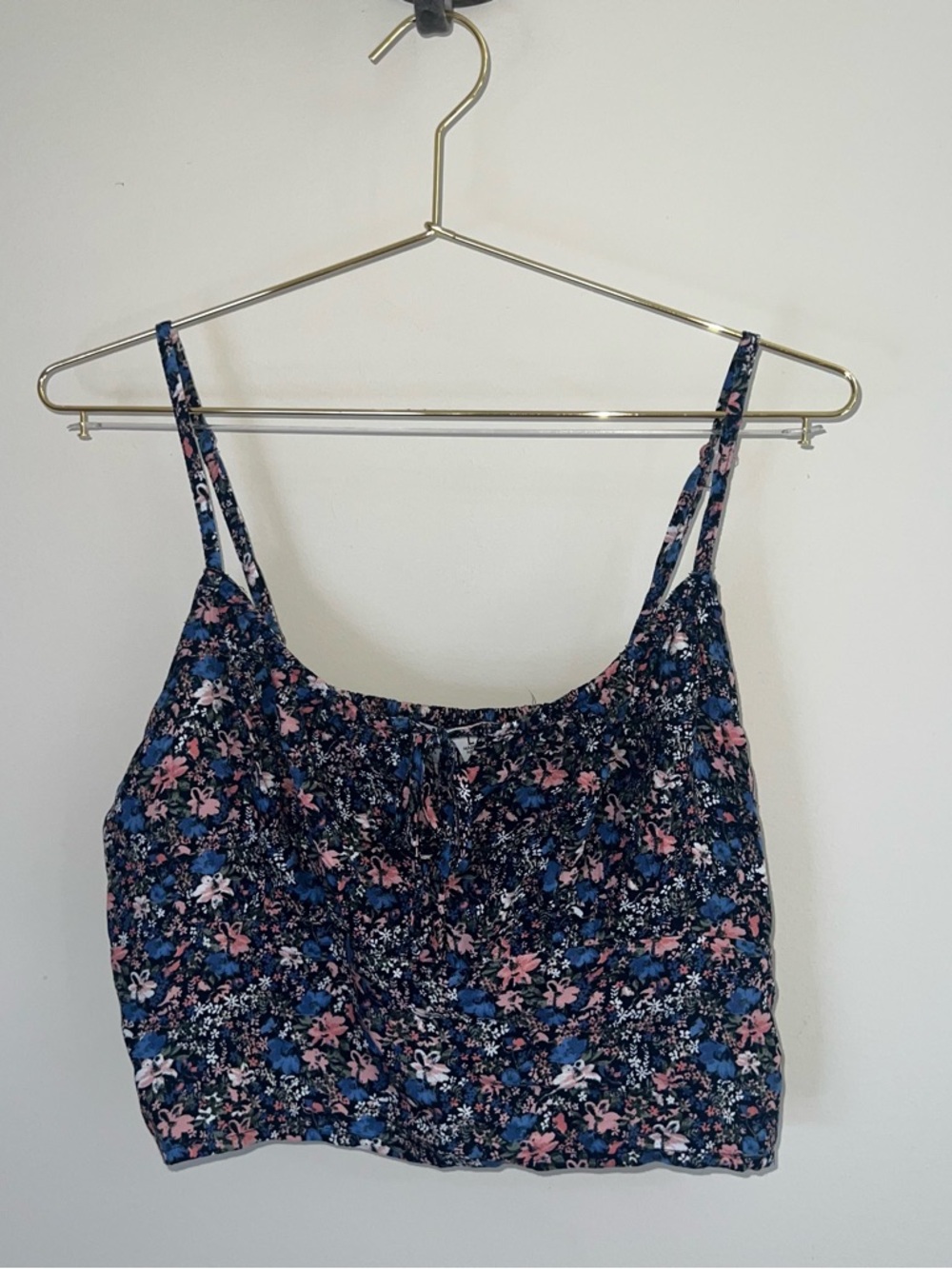 Hollister Floral Smocked Crop Cami Tie Front NWT Size L